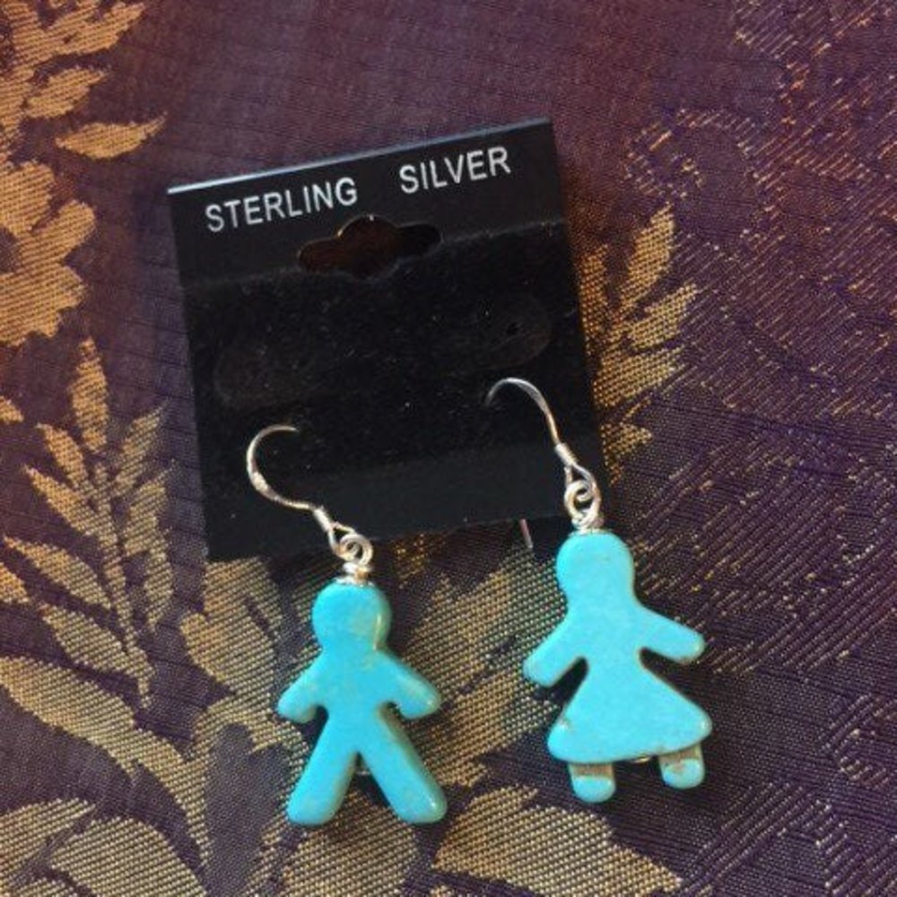 "Boy & Girl" Sterling silver Turquoise magnesite drop Earrings